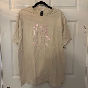 French Bulldog Cream T-Shirt with Pink Graphic